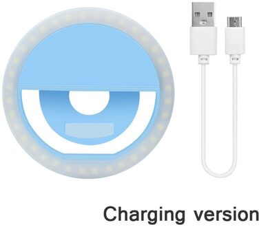 Draagbare Make-Up Spiegel licht LED Selfie Ring Lamp LED Mobiele Telefoon licht Fotografie Clip Ring Beauty Tools Voor Foto vullen licht blauw USB Power