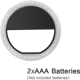 Draagbare Make-Up Spiegel licht LED Selfie Ring Lamp LED Mobiele Telefoon licht Fotografie Clip Ring Beauty Tools Voor Foto vullen licht zwart AAA Power