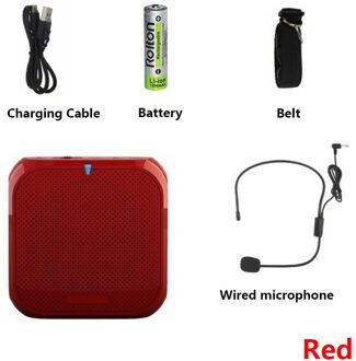 Draagbare Mini Audio Voice Versterker Megafoon Booster Met Bedrade Microfoon Luidspreker Speaker MP3 Leraren Voice Versterker rood