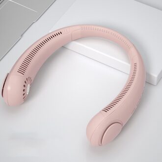 Draagbare Mini Bladeless Fan Hals Fan 2400Mah Usb Oplaadbare Fan Mute Sport Fans Voor Thuis Outdoor Ventilador Portatil Abanicos roze