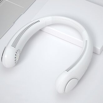 Draagbare Mini Bladeless Fan Hals Fan 2400Mah Usb Oplaadbare Fan Mute Sport Fans Voor Thuis Outdoor Ventilador Portatil Abanicos wit