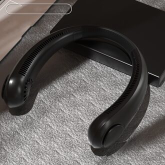 Draagbare Mini Bladeless Fan Hals Fan 2400Mah Usb Oplaadbare Fan Mute Sport Fans Voor Thuis Outdoor Ventilador Portatil Abanicos zwart