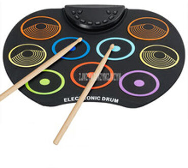 Draagbare Mini Digitale Elektronische Drum Kit 9 Drum Pads Siliconen Roll-Up Drum Set Met Drumsticks Voetpedaal Voor beginner Kids