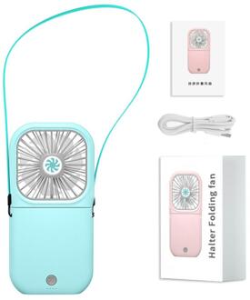 Draagbare Mini Fan Handheld Fan Thuis Bureau Speed Verstelbare Usb Oplaadbare Fan Luchtkoeler Outdoor Reizen blauw