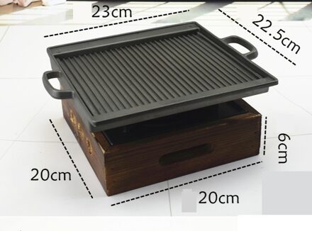 Draagbare Mini Gietijzeren Bbq Grill Barbecue Kachel Tafel Top Barbecue Grills Enkele Paar 20*20Cm Gietijzeren kachel + Aluminium Pan