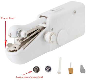 Draagbare Mini Hand Naaimachine Quick Handige Naaien Handwerken Kleding Stoffen Huishoudelijke Elektrische Naaimachine Gyh ronde hoofd wit