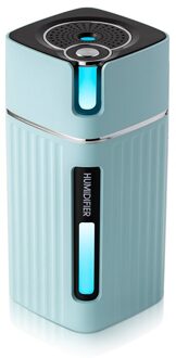 Draagbare Mini Luchtbevochtiger Houtnerf 300Ml Ultrasone Auto Usb Aroma Air Diffuser Kleur Led Lamp Humidificador Voor Car Home kantoor blauw