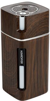 Draagbare Mini Luchtbevochtiger Houtnerf 300Ml Ultrasone Auto Usb Aroma Air Diffuser Kleur Led Lamp Humidificador Voor Car Home kantoor donker wood