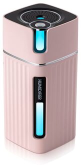 Draagbare Mini Luchtbevochtiger Houtnerf 300Ml Ultrasone Auto Usb Aroma Air Diffuser Kleur Led Lamp Humidificador Voor Car Home kantoor roze