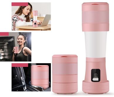 Draagbare Mini Sap Blender Shaker Groente Fruit Mixer Maker 400-600Ml Fles M2EE roze