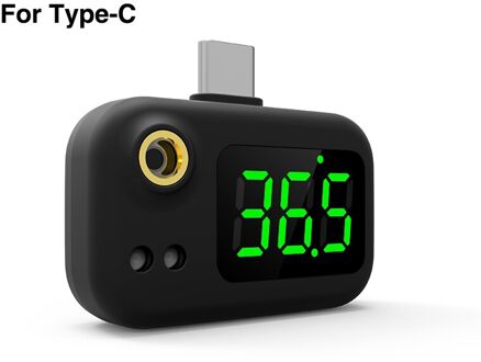 Draagbare Mini Slimme Mobiele Telefoon Thermometer Usb Digitale Display Infrarood Meten Oor Thermometer Voor Android Voor Ios Type-C zwart TC
