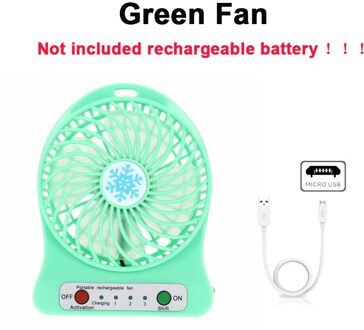 Draagbare Mini Usb Led Ventilator Licht Luchtkoeler Kleine Desk Cooler Stille Reizen Bevochtiging 2600Mah Lithium Batterij fan groen fan