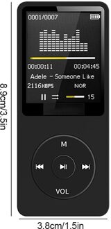 Draagbare MP3 Speler 1.8 Inch Lcd-scherm Fm MP3 Wav Radio Video Hifi Player Games Films E-Boeken Muziek spelers Ondersteuning Sd-kaart zwart
