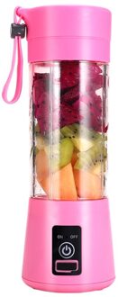 Draagbare Multifunctionele Juicer 400Ml 6 Blad Sap Cup Usb Oplaadbare High Power Hoge Snelheid Juicer Roze