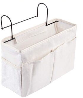 Draagbare Multifunctionele Nachtkastje Bed Opbergtas Organizer Opknoping Met Metalen Haken Slaapkamer Zakken Gadget beige