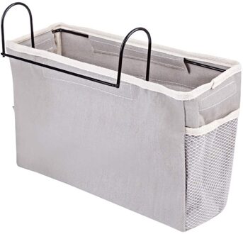 Draagbare Multifunctionele Nachtkastje Bed Opbergtas Organizer Opknoping Met Metalen Haken Slaapkamer Zakken Gadget grijs