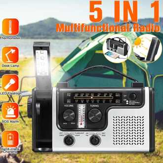 Draagbare Multifunctionele Solar Power Radio Mw/Fm/SW1/SW2 Met Led Zaklamp Emergency Solar Alert Hand Crank radio Usb Opladen