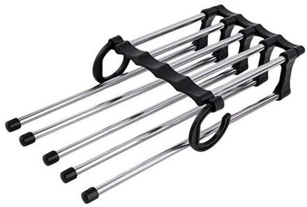 Draagbare Multifunctionele Staal Broek Broek Hanger Hanger Kleding Rek Opslag G6H1 zwart