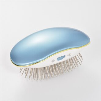 Draagbare Negatieve Ion Haarborstel Trillingen Hoofd Massager Anti-Statische Haar Rechttrekken Kam Anti-Haaruitval Kam blauw