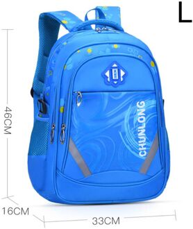 Draagbare Nylon Rugzak Schooltas Rugzak Bookbags Dagrugzak Reflecterende Band lucht blauw L