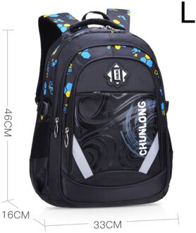 Draagbare Nylon Rugzak Schooltas Rugzak Bookbags Dagrugzak Reflecterende Band zwart L