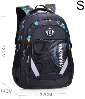 Draagbare Nylon Rugzak Schooltas Rugzak Bookbags Dagrugzak Reflecterende Band zwart S