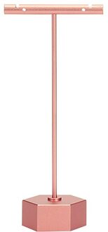 Draagbare Oorbel Sieraden Display Rack Metal Stud Ketting Organizer Ornament T Bar Hanger Showcase Holder Stand roos goud