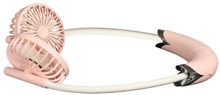 Draagbare Opknoping Hals Band Fan Mini Luchtkoeler Conditioner Usb Oplaadbare Fans Bureau Dual Nekband Fan Voor Kamer Ventilator roze