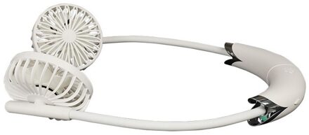 Draagbare Opknoping Hals Band Fan Mini Luchtkoeler Conditioner Usb Oplaadbare Fans Bureau Dual Nekband Fan Voor Kamer Ventilator wit