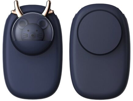 Draagbare Opknoping Hals Fan Mini Leuke Cartoon Huisdier Hand-Held Bladloze Taille Ventilator Laag Geluidsniveau Cooling Fan Bladloze Opknoping taille Fan blauw