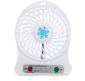 Draagbare Oplaadbare Led Licht Fan Luchtkoeler Mini Desk Usb 18650 Batterij Fan Mini Fan Tuin Fan wit