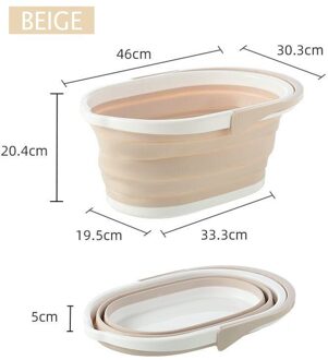 Draagbare Opvouwbare Emmer Opvouwbare Wastafel Siliconen Opvouwbare Emmer Outdoor Huishoudelijke Gereedschap Badkamer Keuken Schone Emmer BEIGE-1stk