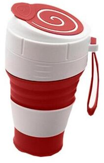 Draagbare Opvouwbare Siliconen Cup Composiet Opvouwbare Koffie Cup Lekvrije Deksel Inklapbare Cup Multifunctionele Silica Reizen Mok rood