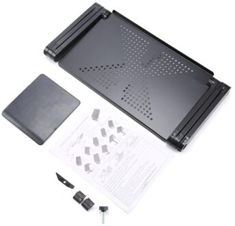 Draagbare Opvouwbare Verstelbare Klaptafel Voor Laptop Bureau Computer Mesa Para Notebook Stand Tray Voor Slaapbank Zwart rood met a groot fan
