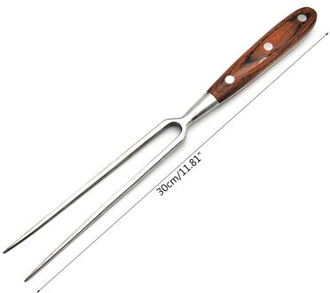 Draagbare Outdoor Barbecue Tool Houten Handvat Barbecue Vork Voedsel Vork Vlees Vork Houten Handvat Bbq Vork Roestvrij Staal