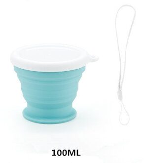 Draagbare Outdoor Cup Vouwen Siliconen Water Mok Cup Koffie Melk Camping Fles Water Opvouwbare Drinkware Voor Reizen Wandelen 100ML Cup blauw
