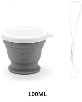 Draagbare Outdoor Cup Vouwen Siliconen Water Mok Cup Koffie Melk Camping Fles Water Opvouwbare Drinkware Voor Reizen Wandelen 100ML Cup grijs