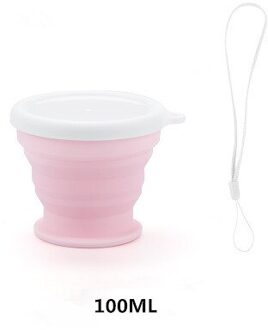 Draagbare Outdoor Cup Vouwen Siliconen Water Mok Cup Koffie Melk Camping Fles Water Opvouwbare Drinkware Voor Reizen Wandelen 100ML Cup roze
