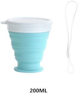 Draagbare Outdoor Cup Vouwen Siliconen Water Mok Cup Koffie Melk Camping Fles Water Opvouwbare Drinkware Voor Reizen Wandelen 200ML Cup blauw