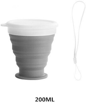 Draagbare Outdoor Cup Vouwen Siliconen Water Mok Cup Koffie Melk Camping Fles Water Opvouwbare Drinkware Voor Reizen Wandelen 200ML Cup grijs