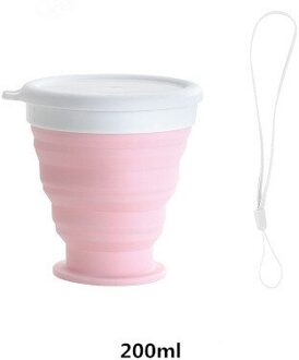 Draagbare Outdoor Cup Vouwen Siliconen Water Mok Cup Koffie Melk Camping Fles Water Opvouwbare Drinkware Voor Reizen Wandelen 200ML Cup roze