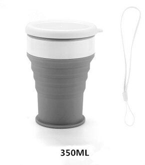 Draagbare Outdoor Cup Vouwen Siliconen Water Mok Cup Koffie Melk Camping Fles Water Opvouwbare Drinkware Voor Reizen Wandelen 350ML Cup grijs