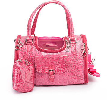 Draagbare Outdoor Huisdier Kat Hond Carrier Tas Met Portemonnee Lederen Reizen Kleine Hond Chihuahua Teddy Draagtas Handtas rood / 40x26x20 cm