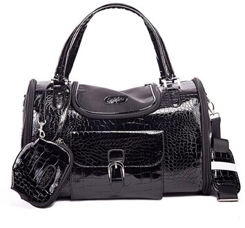 Draagbare Outdoor Huisdier Kat Hond Carrier Tas Met Portemonnee Lederen Reizen Kleine Hond Chihuahua Teddy Draagtas Handtas zwart / 34x22x20 cm