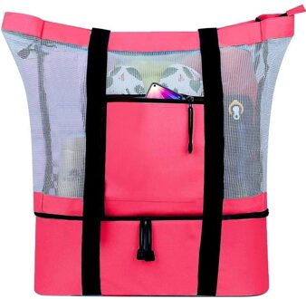 Draagbare Outdoor Picknick Tassen Camping Strand Mesh Tote Tas Met Afneembare Koeltas Verpakking Organisator Outdoor Reizen Opbergtas rood