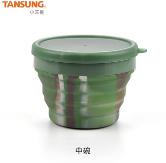 Draagbare Outdoor Vouwen Cup Kom Food Grade Siliconen Vouwen Kom Met Deksel Reizen Siliconen Kom 550mlbowl