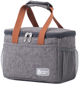 Draagbare Picknick Lunch Tas Koeler Uitje Reizen Tote Grote Capaciteit Geïsoleerde Oxford Doek Thermische Voedsel Opbergzakken Grijs