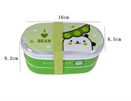 Draagbare Plastic Cartoon Voedsel Container Gezonde Lunch Box Bento Dozen Servies Voor Studenten Bestek Kids Kinderen 1 Pcs H 16X8.5X9.2cm