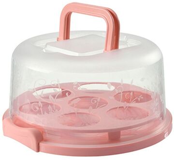 Draagbare Plastic Ronde Cupcake Container Dessert Taart Opbergdoos Keuken Supply roze