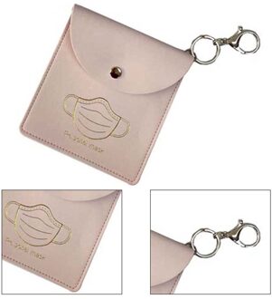 Draagbare Pu Lederen Masker Storage Case Ecyclable Masker Case Houder Wegwerp Gezicht Cover Organisator Storage Case Bag roze